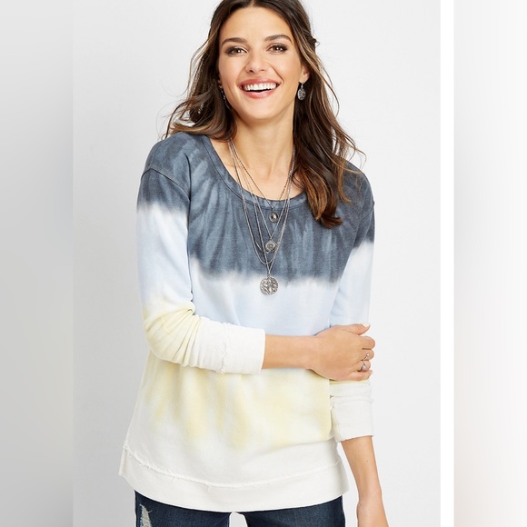 Maurices Tops - Maurice’s Tie Dye Pull Over Sweatshirt Blue Yellow White Size Small